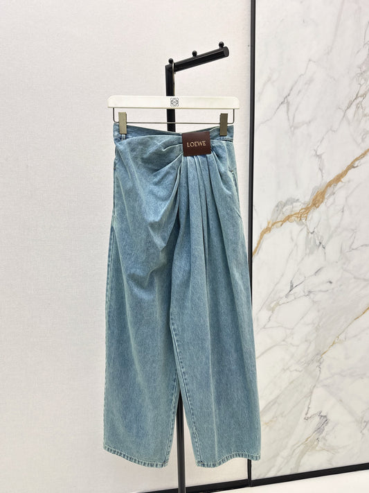 Loe 25fw irregular fold denim pants