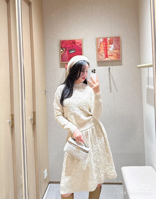 Loro 25fw outfit sets jacquard sweater skirt set