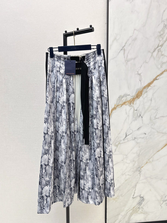 Louis 26ss print pleated skirts