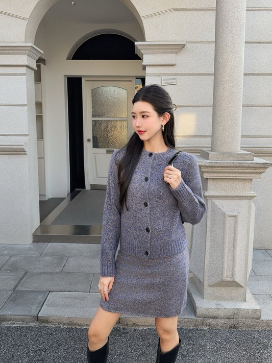 Bott 25fw wool cardigan skirts outfit sets