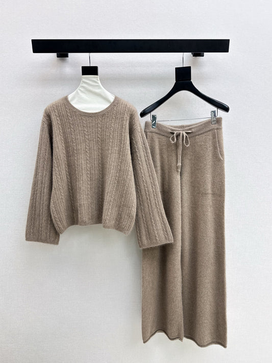 Max 25fw wool pullover+wide-leg pants outfit set