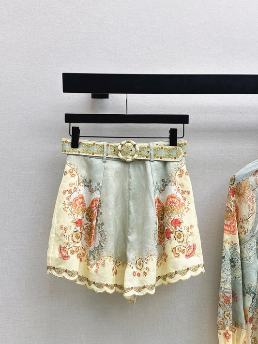 Zimm 26ss flower print belted short