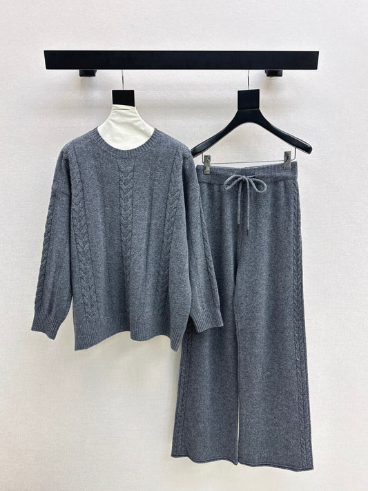 Max 26ss wool pullover sweater+wide-leg pant outfit set