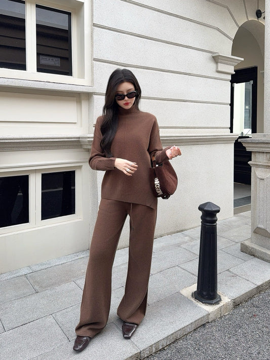 Max 25fw wool high neck+wide-leg pants outfit sets