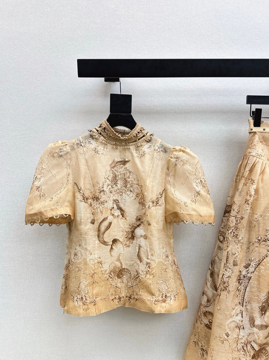 Zimm 26ss flower print shirt