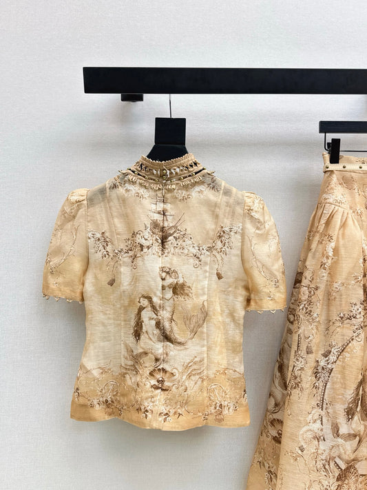 Zimm 26ss flower print shirt