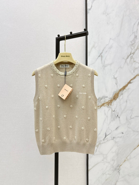 Miu 26ss beading flower vest