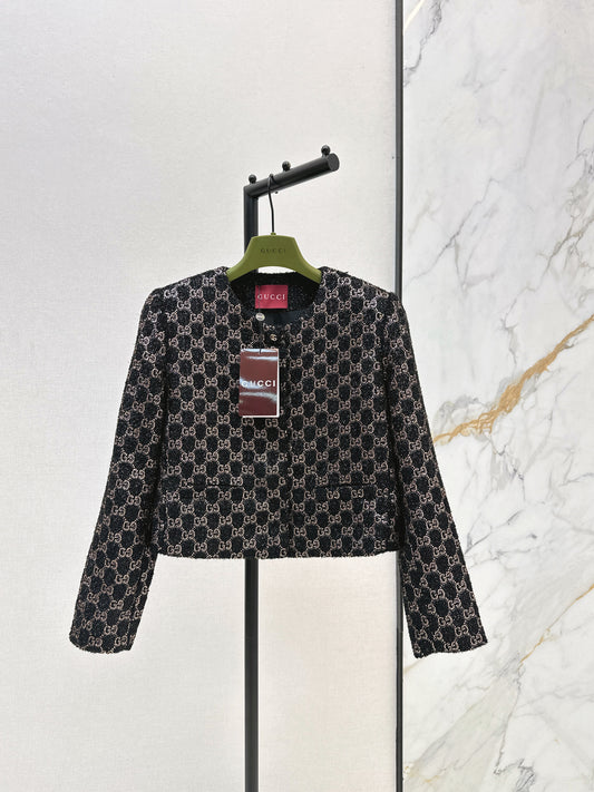 Gucc 26ss woven rhinestones jacket