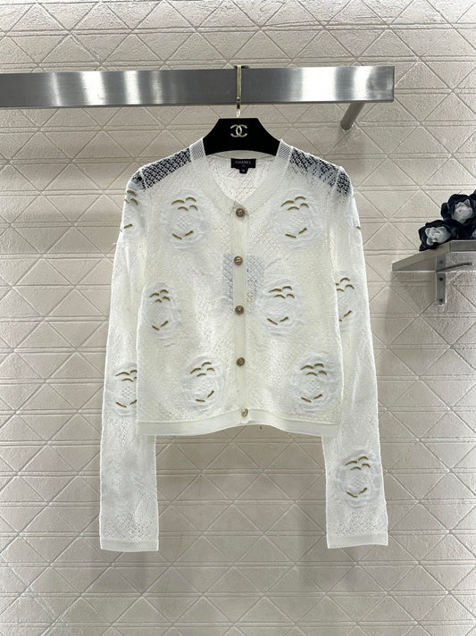 Chan 26ss 3d floral embroidery cardigan