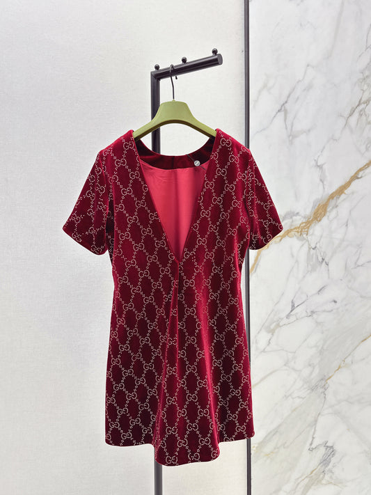 Gucc 26ss rhinestone dress