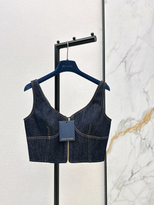 Louis 26ss zip-up denim vest