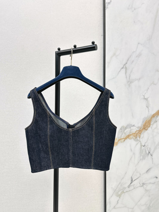 Louis 26ss zip-up denim vest