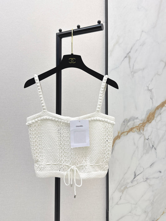 Chan 26ss hollow knit slip vest