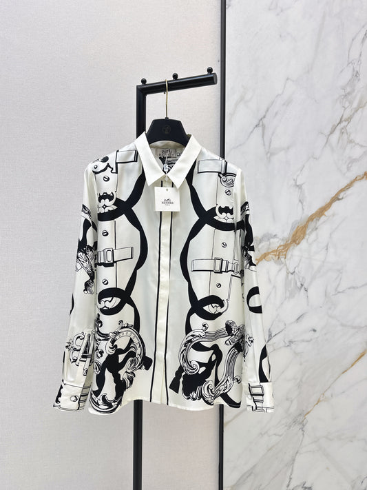 Herm 26ss print silk shirts