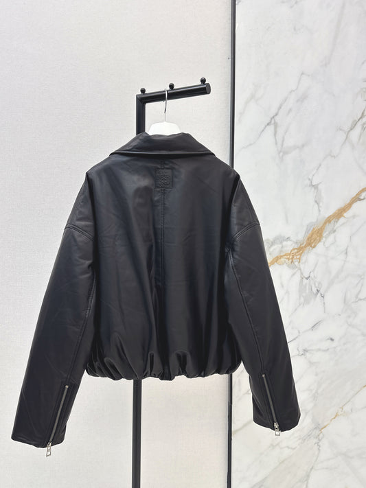 Loe 26ss leather down jacket