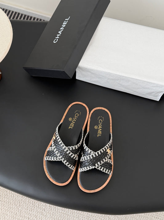 Chan 26ss woven platform slides