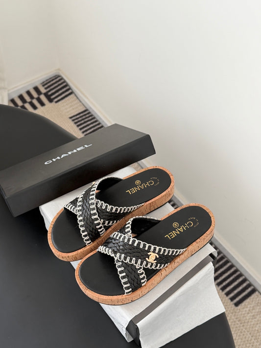 Chan 26ss woven platform slides