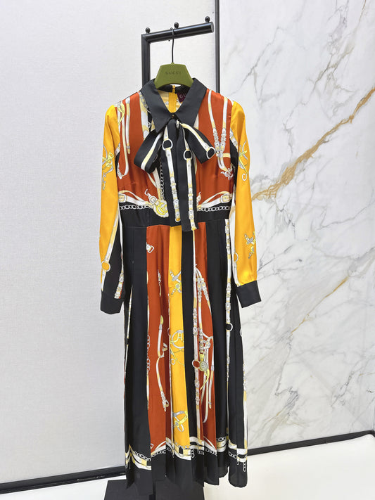 Gucc 26ss 3d print silk dress