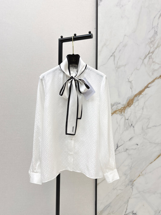 Chan 26ss silk tie-neck shirts