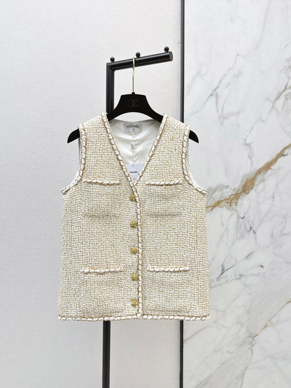 Chan 26ss woven tweed vest