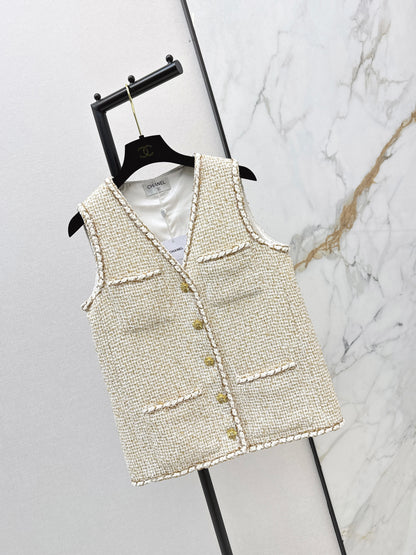 Chan 26ss woven tweed vest