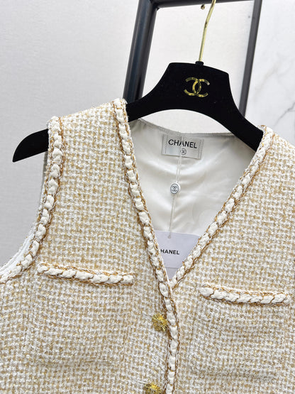 Chan 26ss woven tweed vest