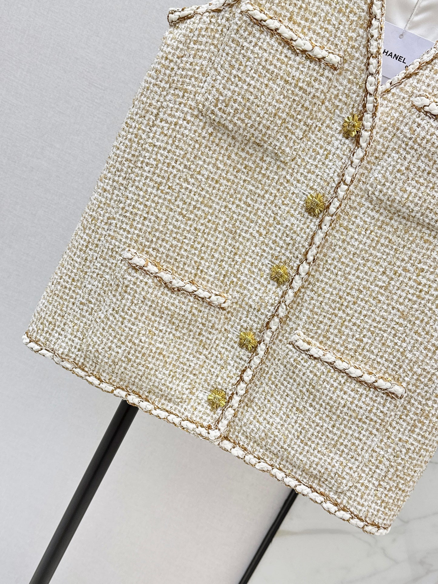 Chan 26ss woven tweed vest