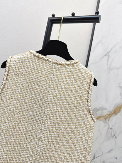 Chan 26ss woven tweed vest