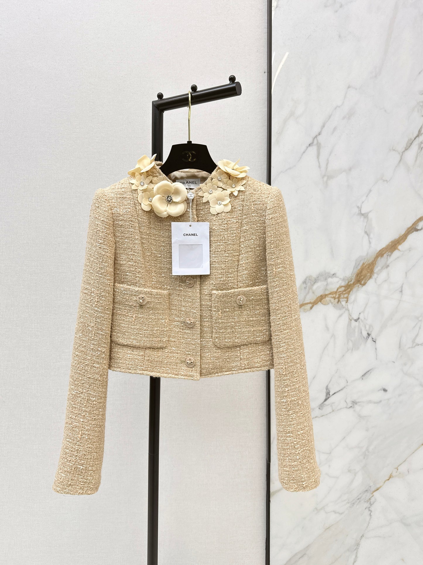 Chan 26ss 3d floral woven jacket