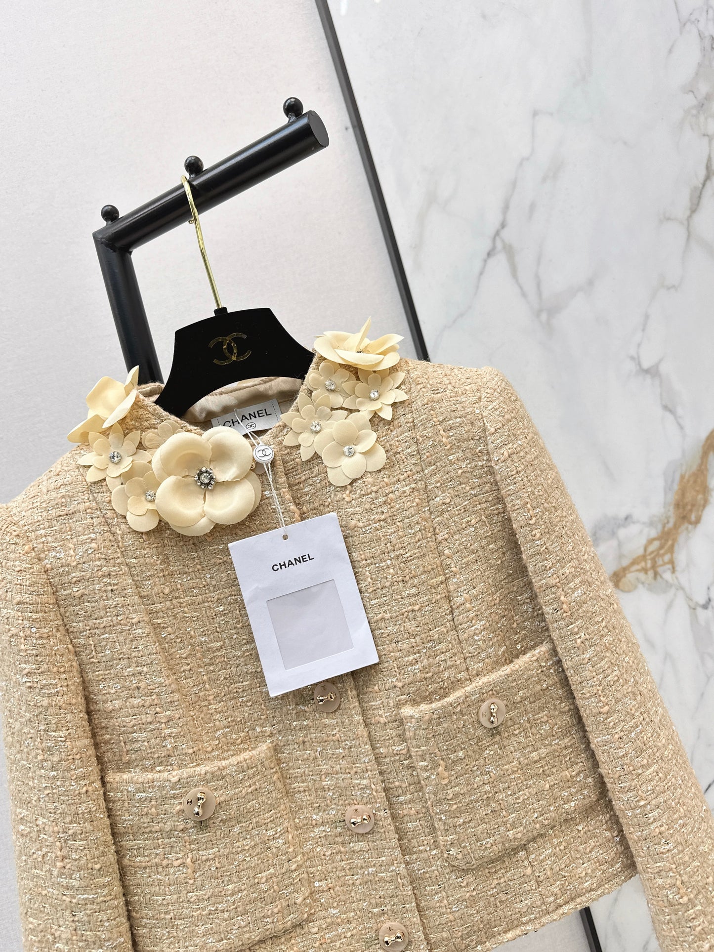 Chan 26ss 3d floral woven jacket