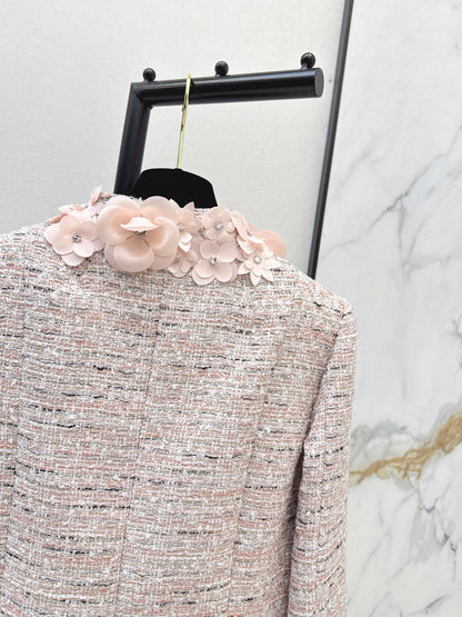 Chan 26ss 3d floral woven jacket