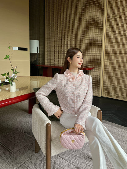 Chan 26ss 3d floral woven jacket