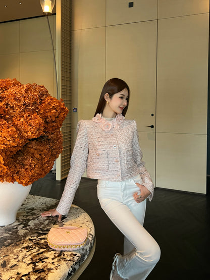 Chan 26ss 3d floral woven jacket