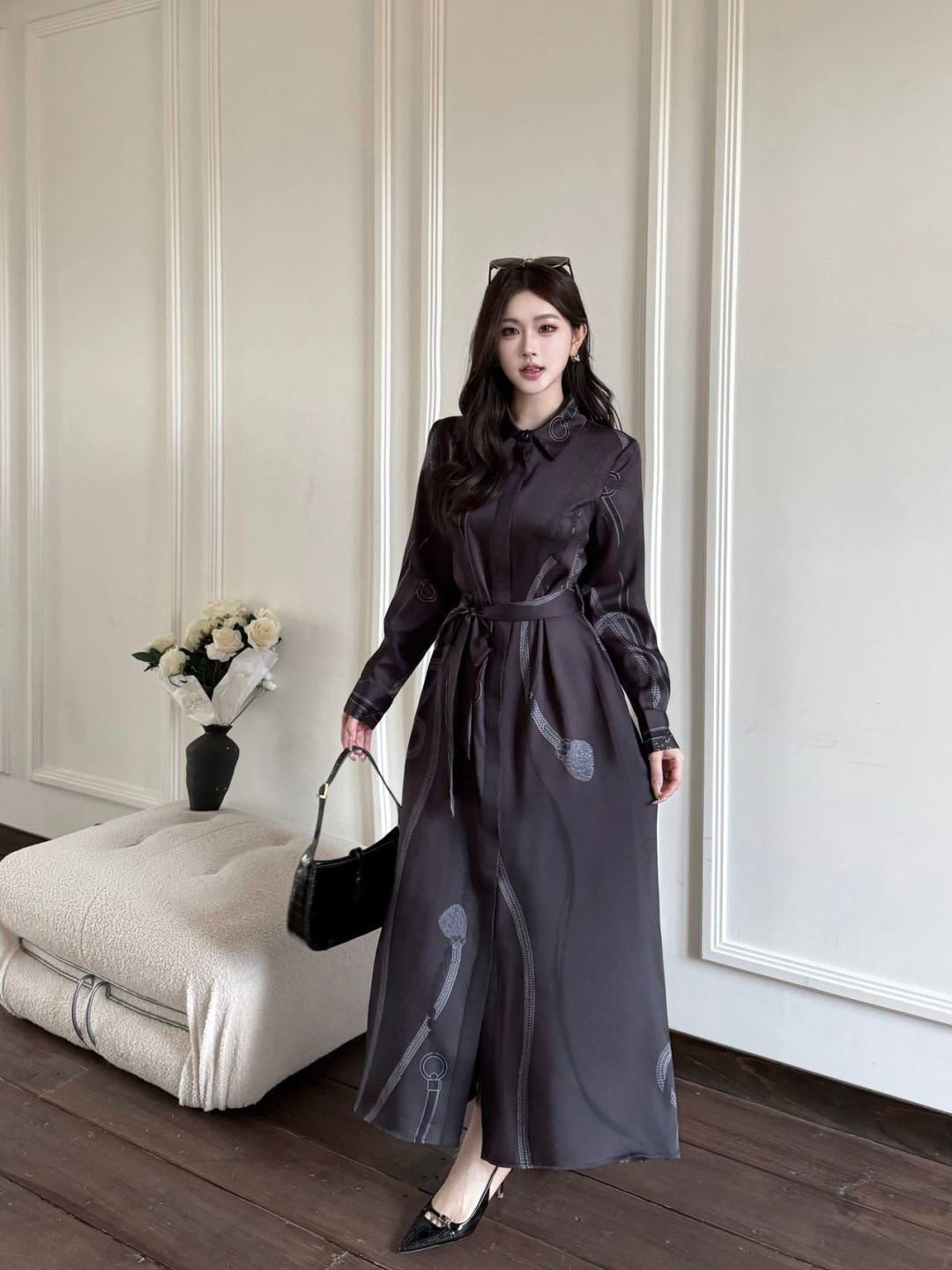 Herm 26ss print silk dress