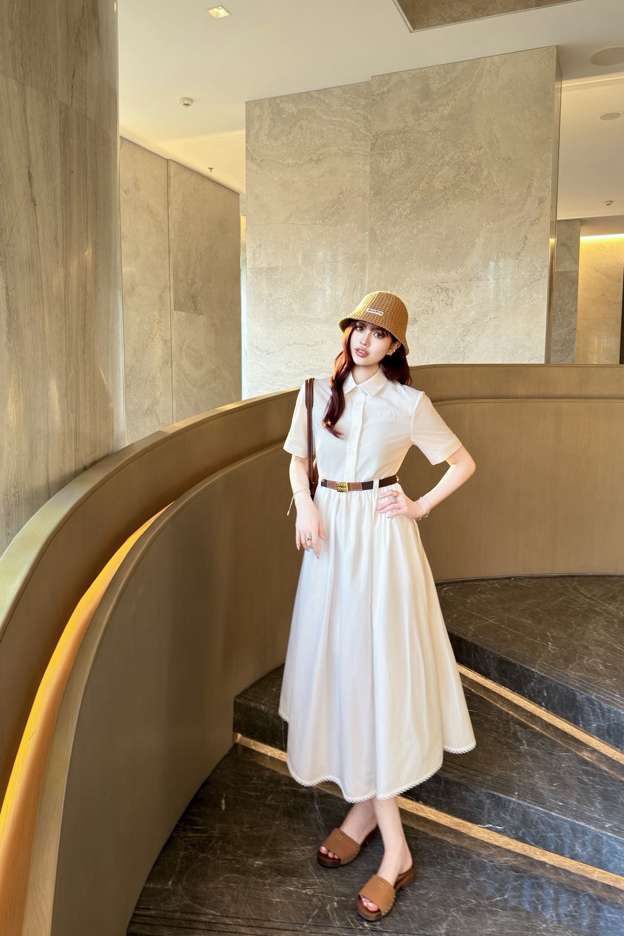 Miu 26ss belted shirt dress