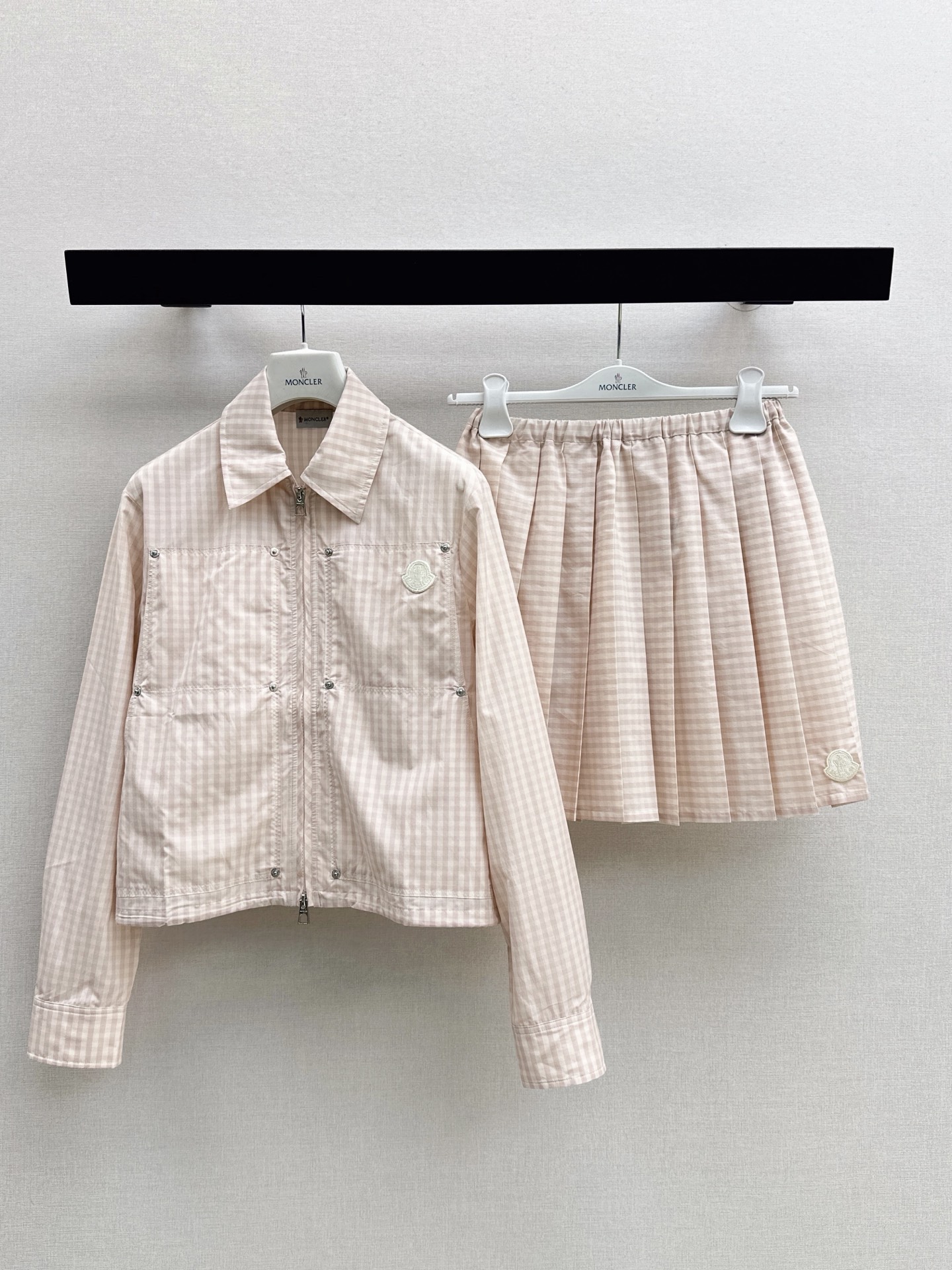 Monc 26ss check jacket pleated skirt sets