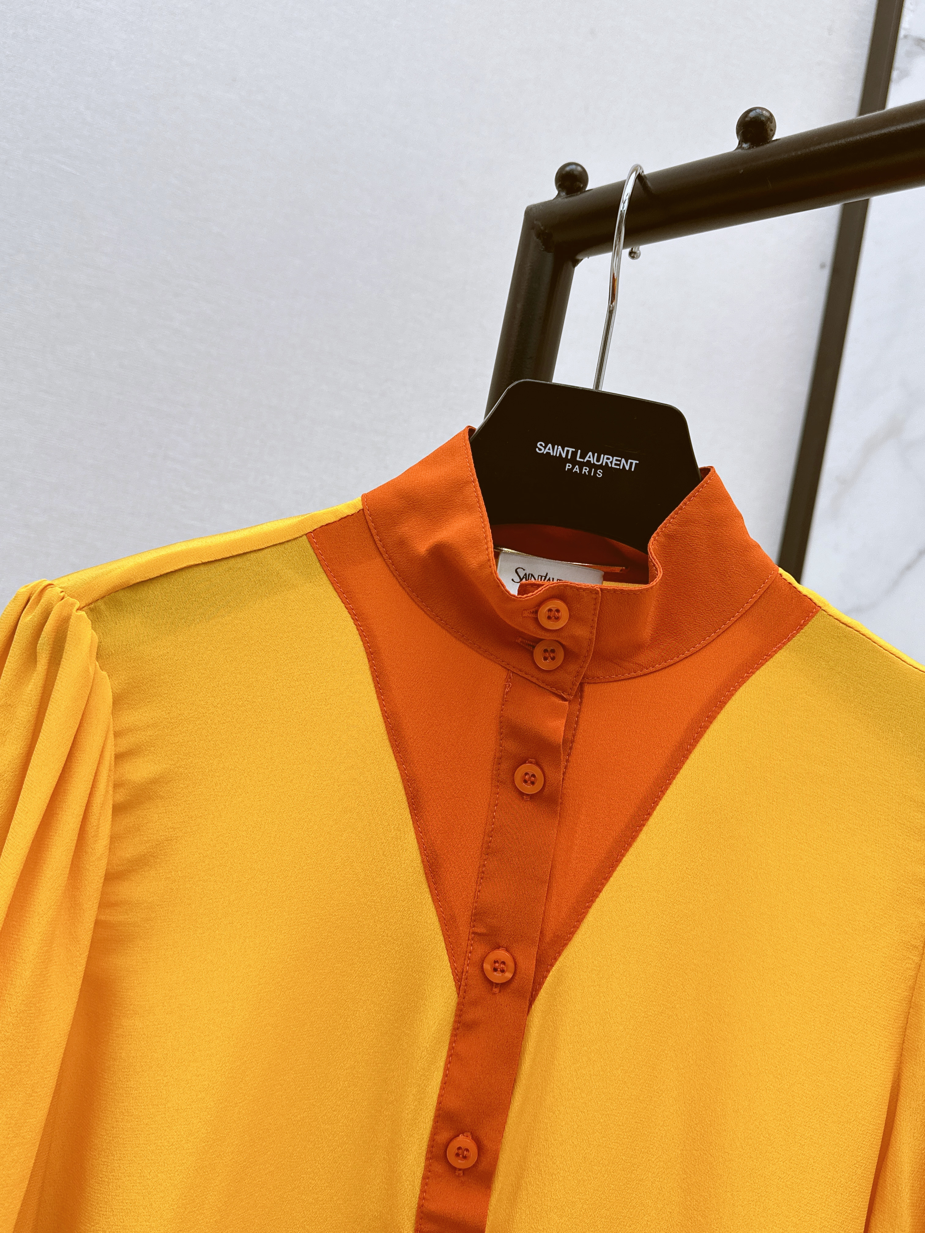 Saint 26ss coloblock silk shirt