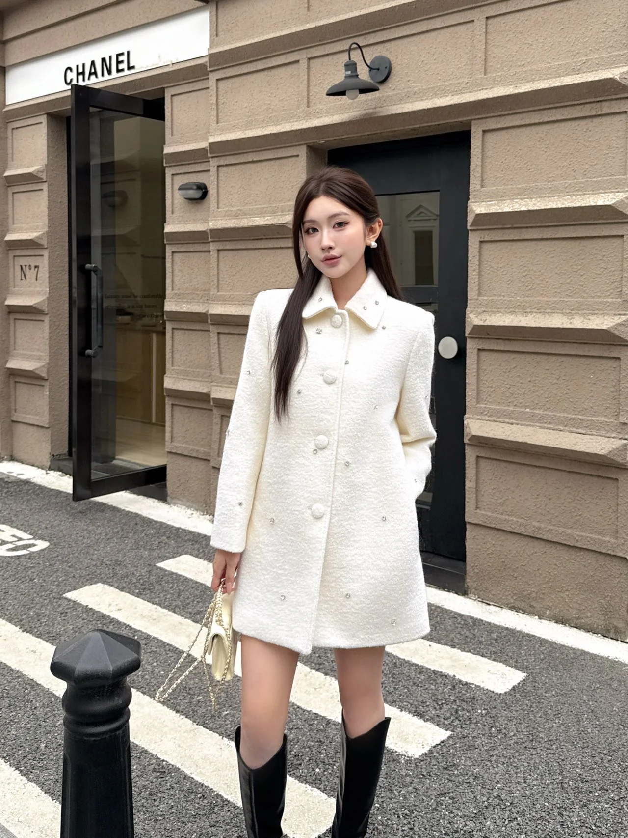 Miu 25fw rhinestone overcoats