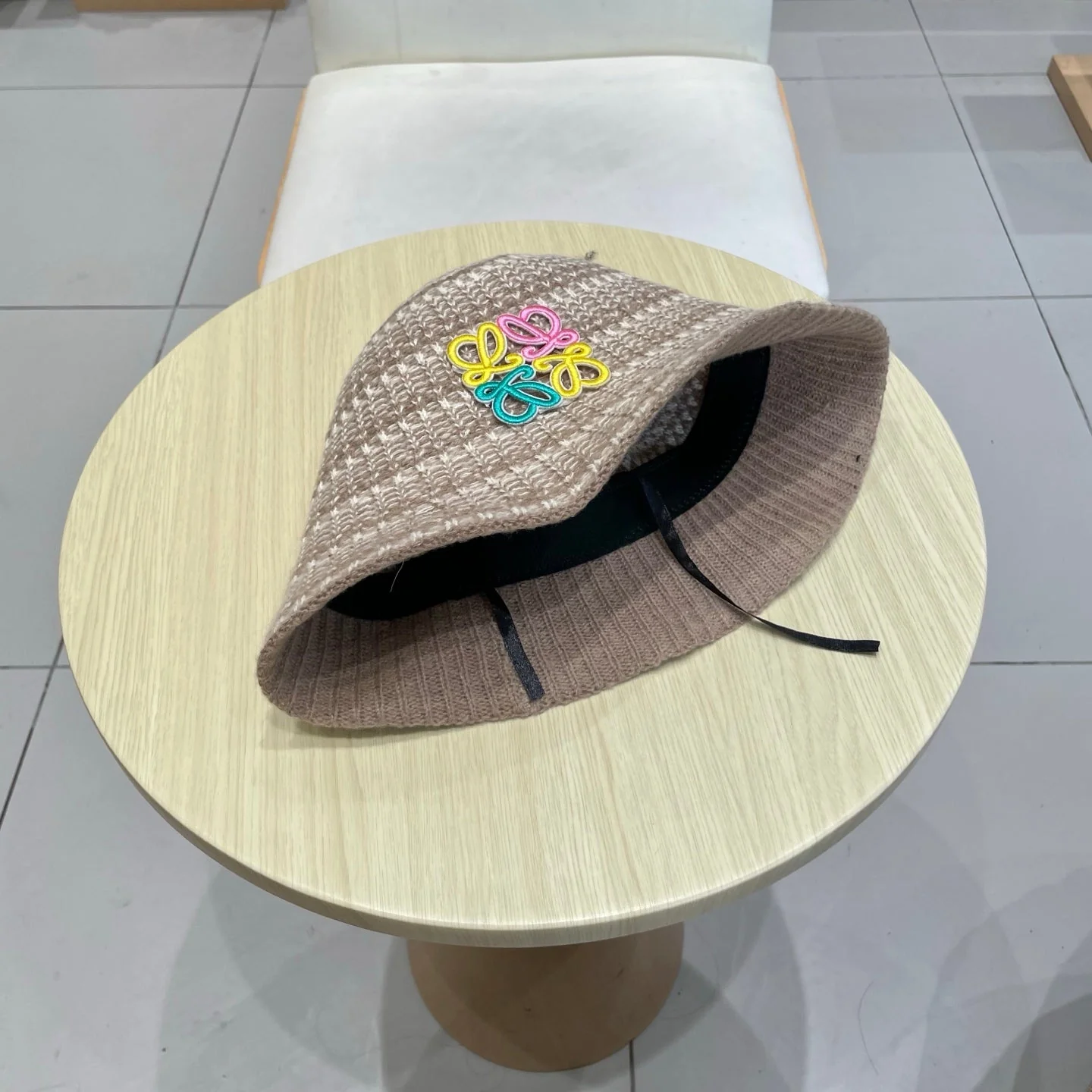 Loe autumn and winter striped knitted bucket hat