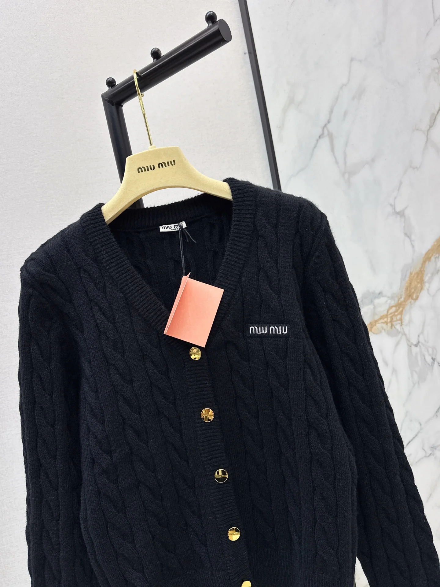 Miu 25fw cable knit cardigan