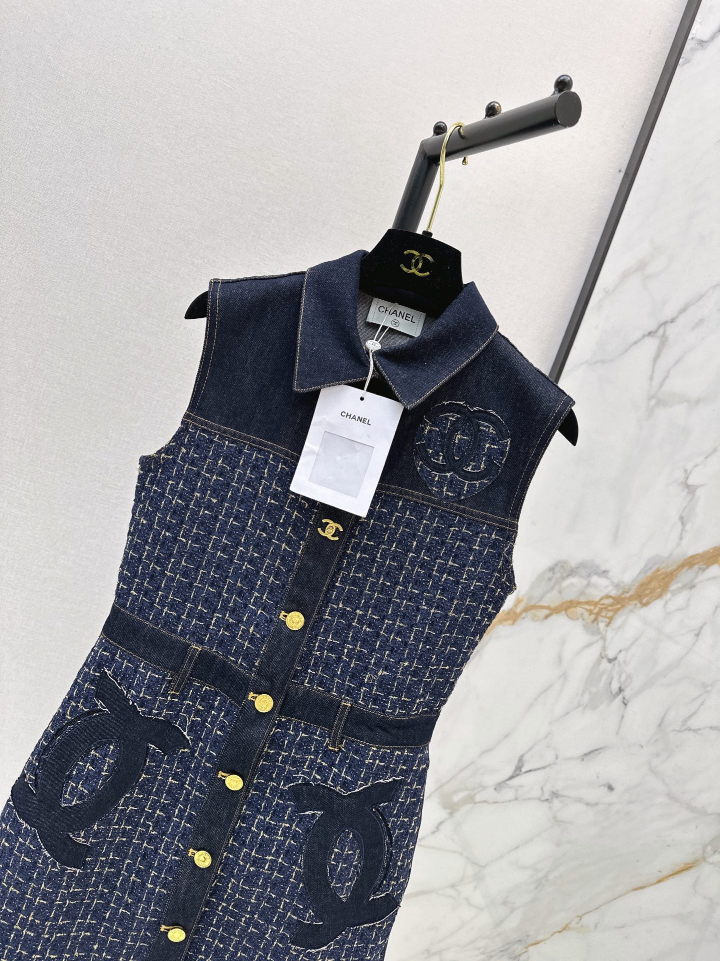 Chan 26ss woven denim dress