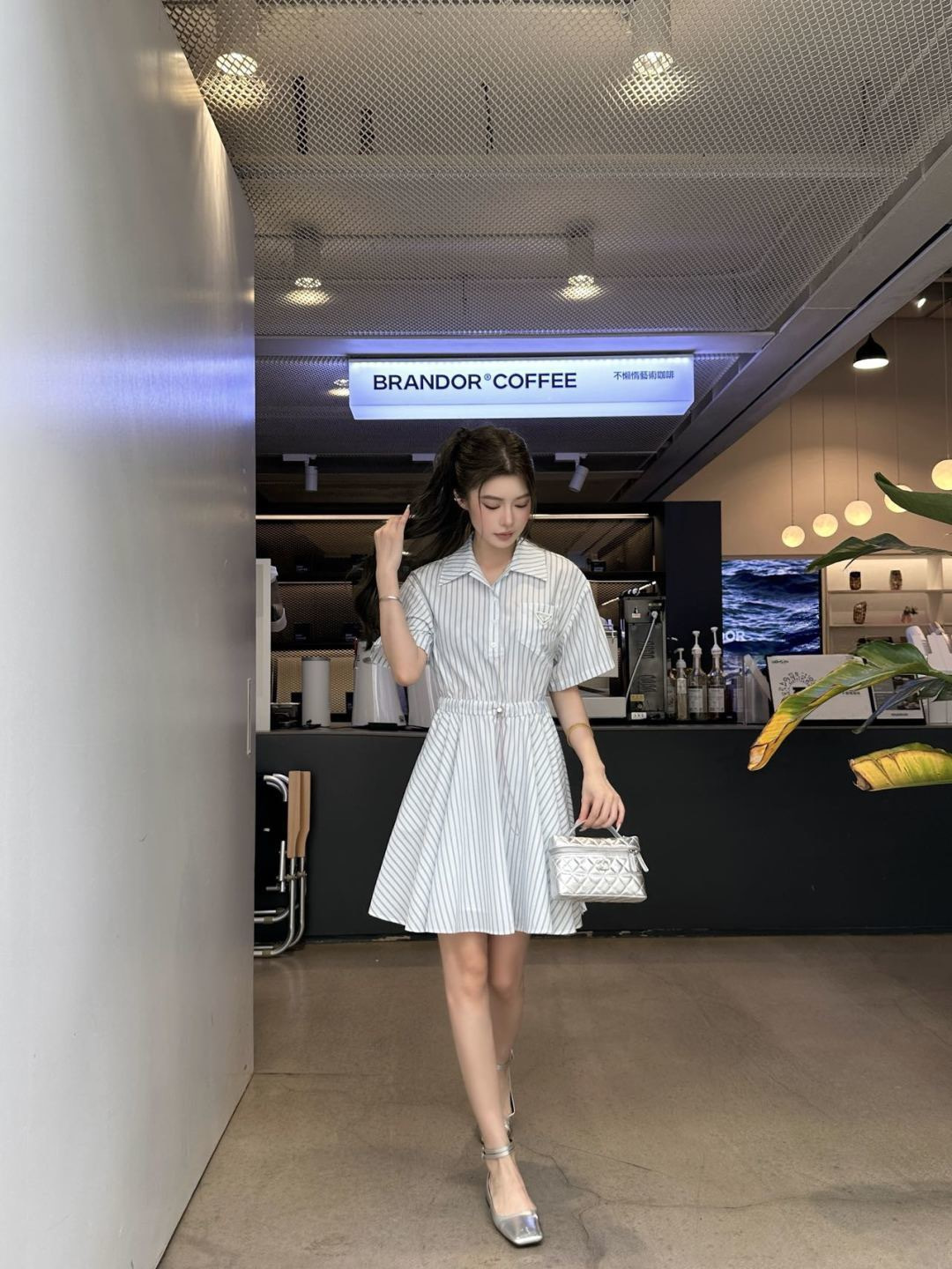 Pra 26ss stripe shirt dress