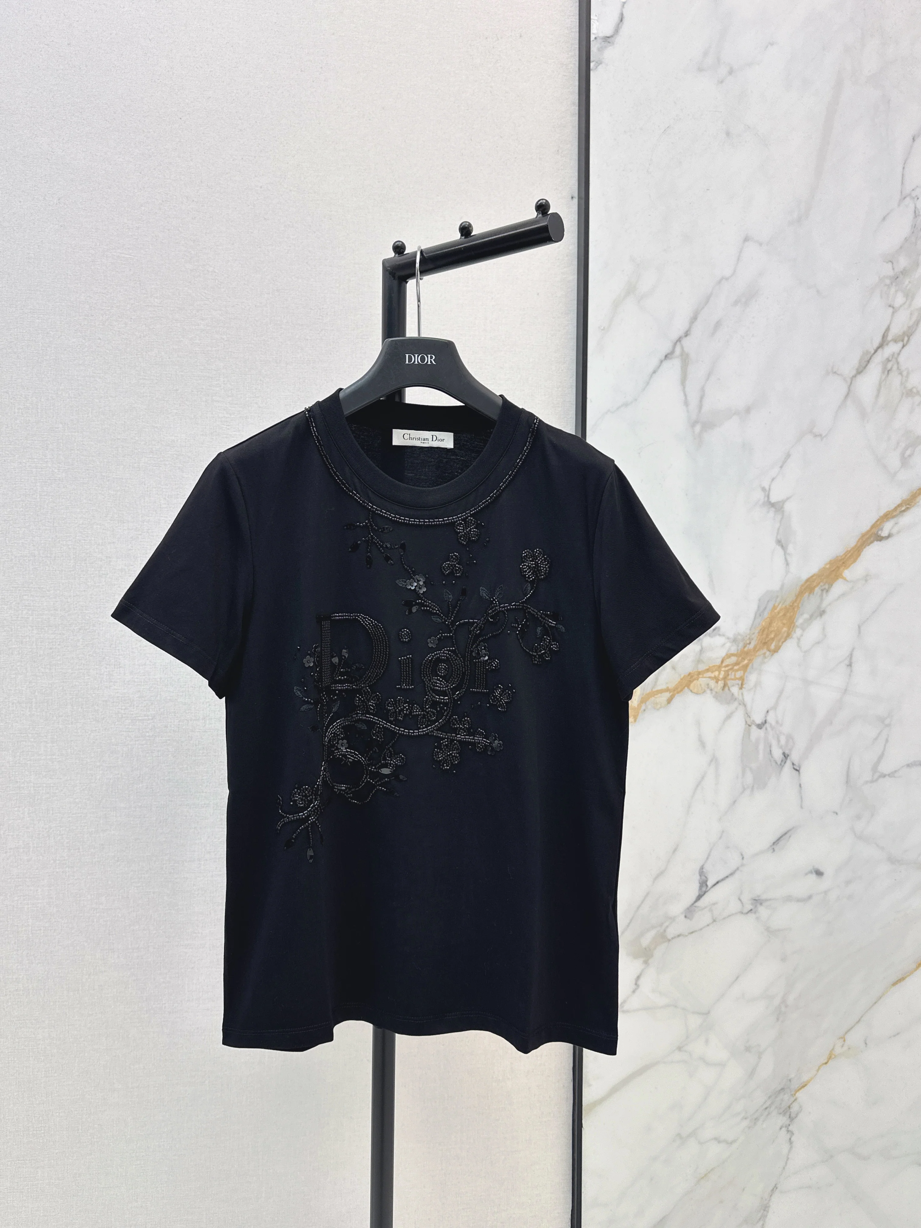 CD 26ss 3d embroidery beading t-shirts