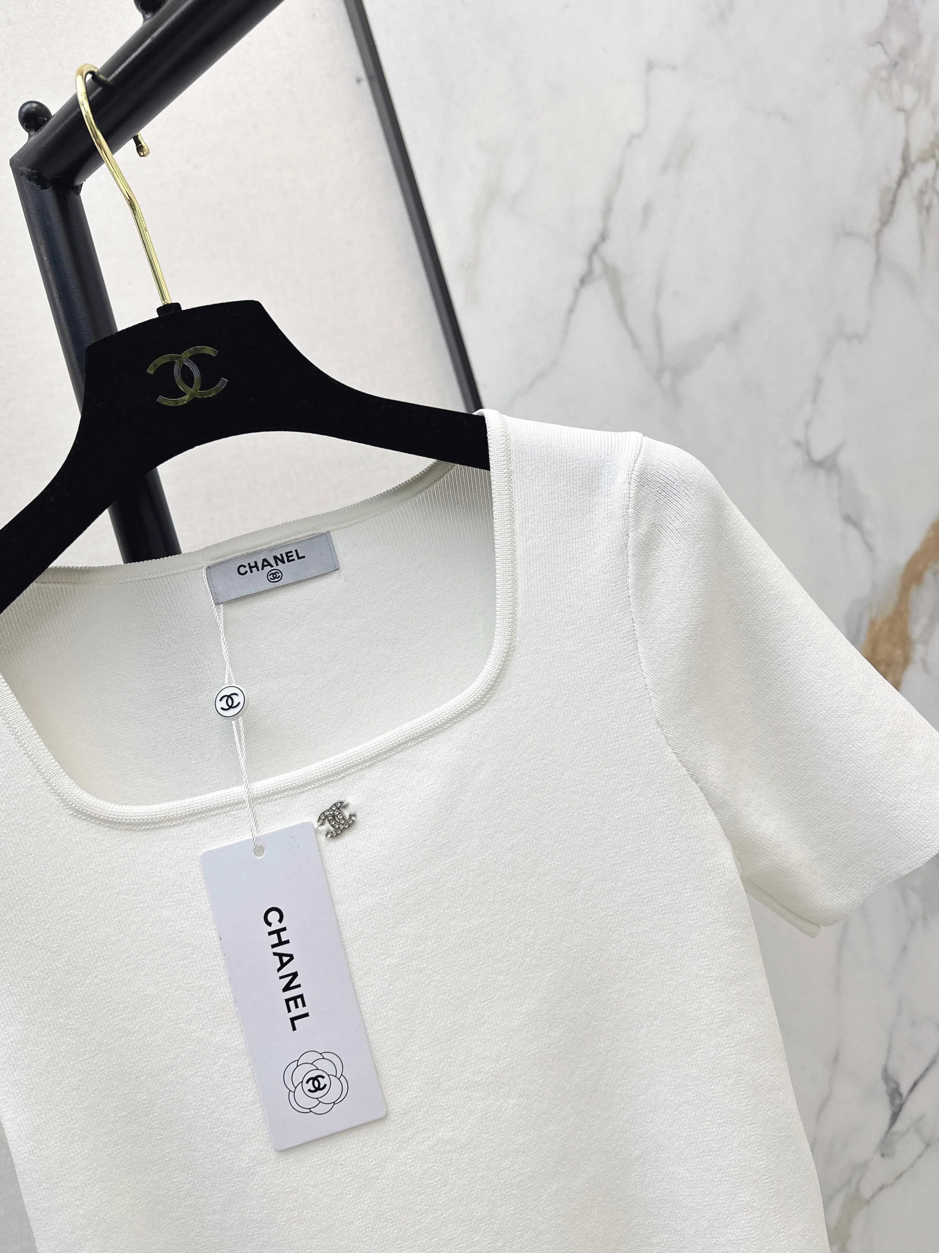 Chan 26ss square collar knitwear