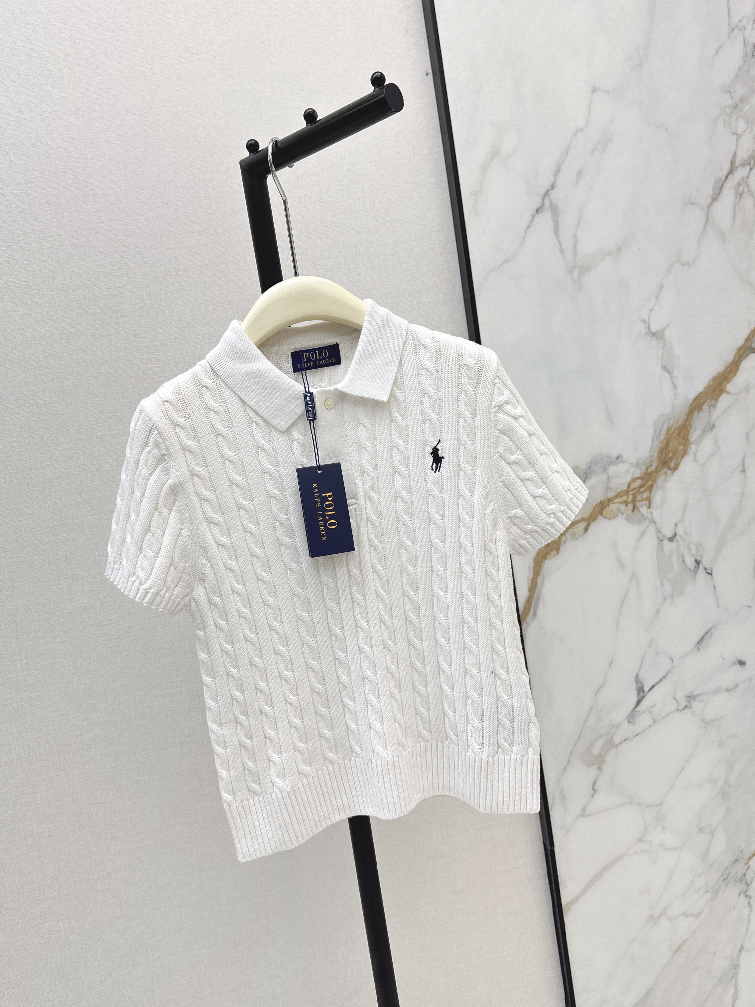 Ralp 26ss cable polo knit top
