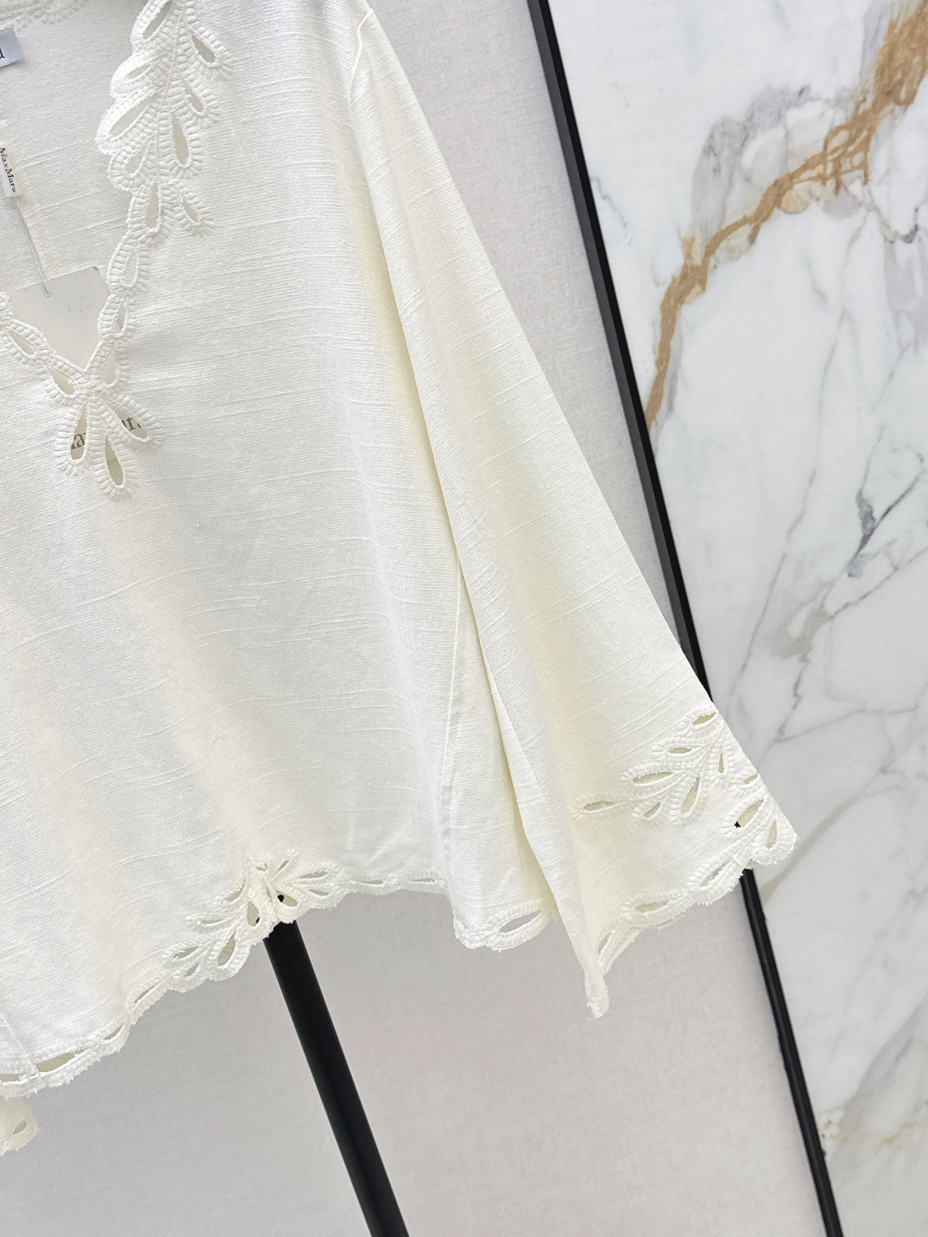 Max 26ss embroidery flounce sleeve  top