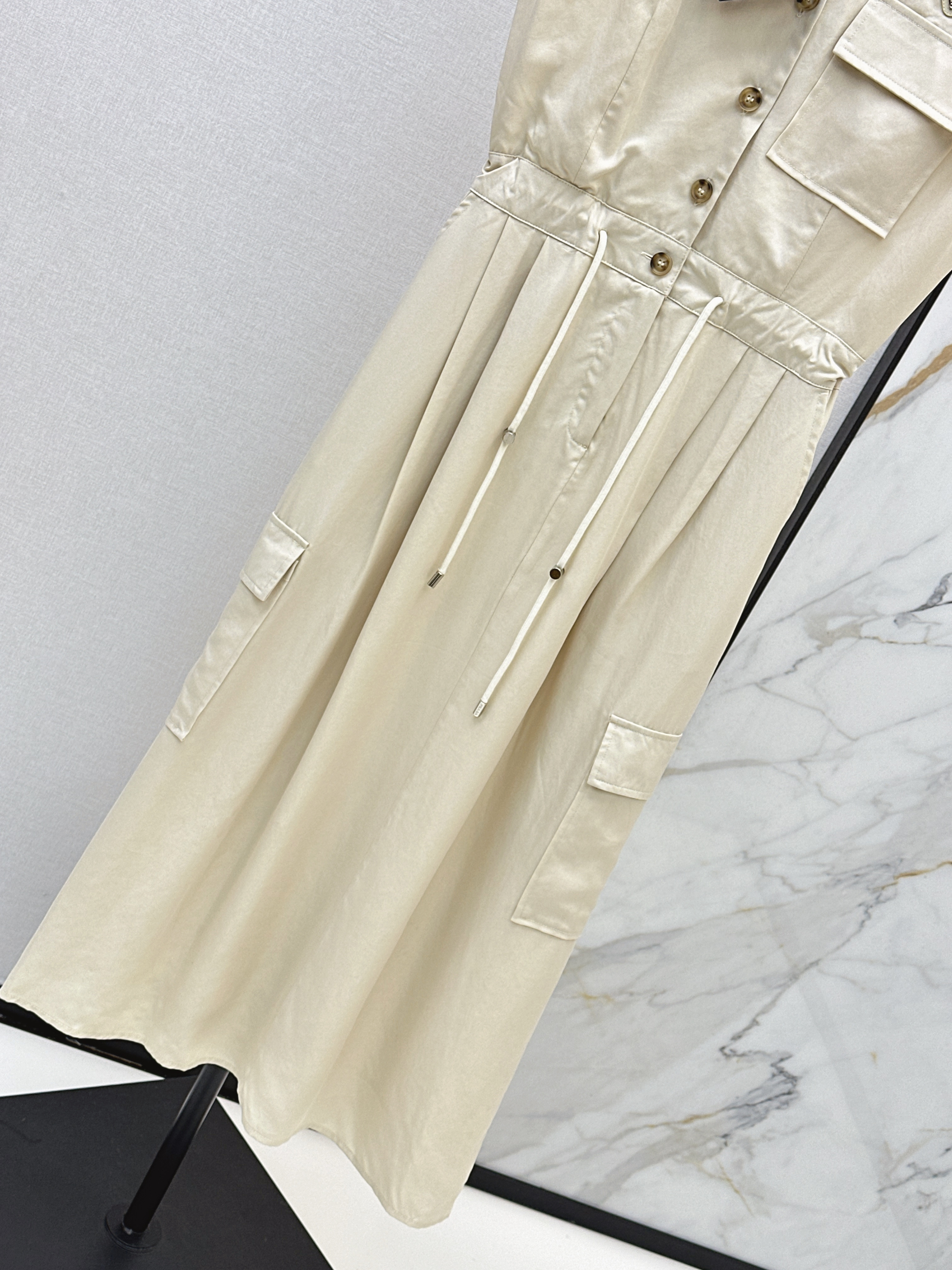 Pra 26ss drawsting sleeveless dress