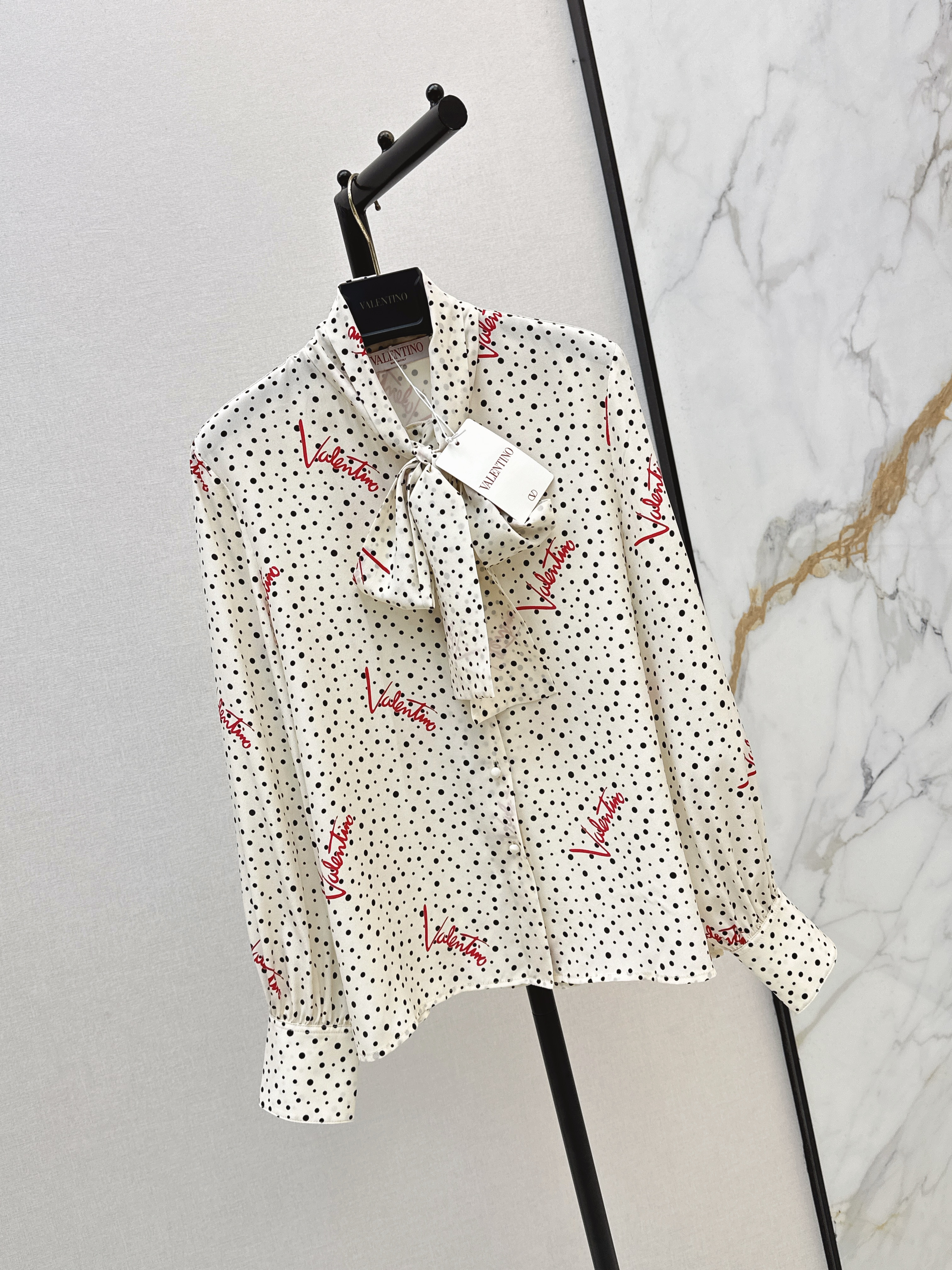 Valen 26ss print ribbon shirt