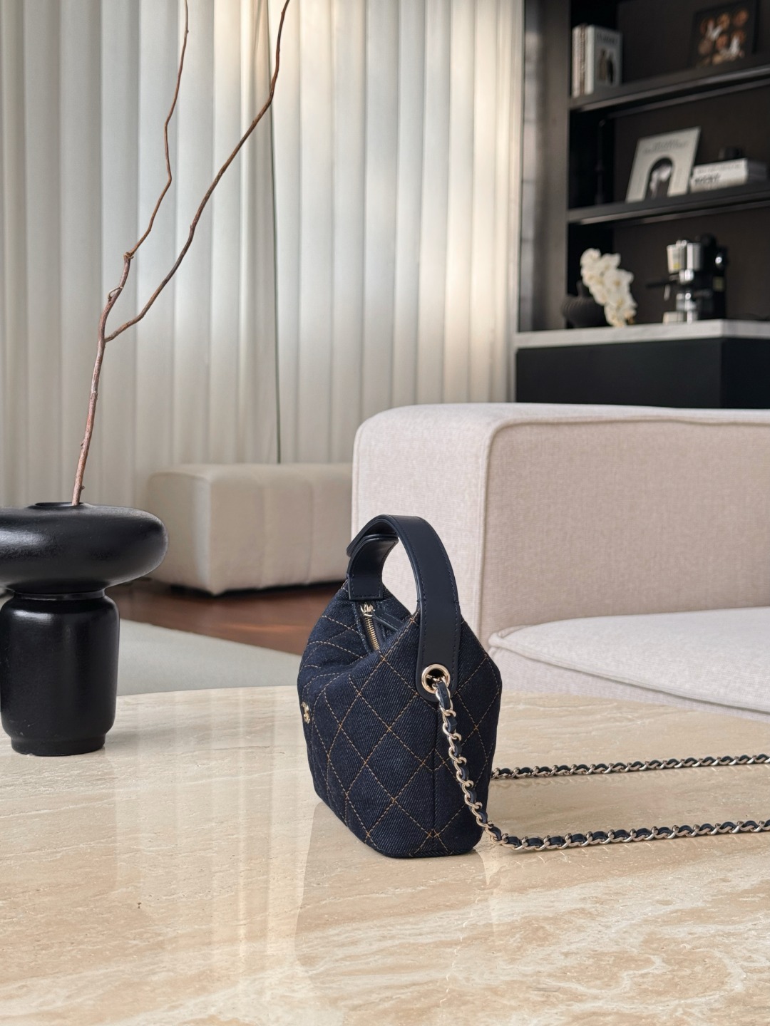 Chan 26P denim vinity case bag