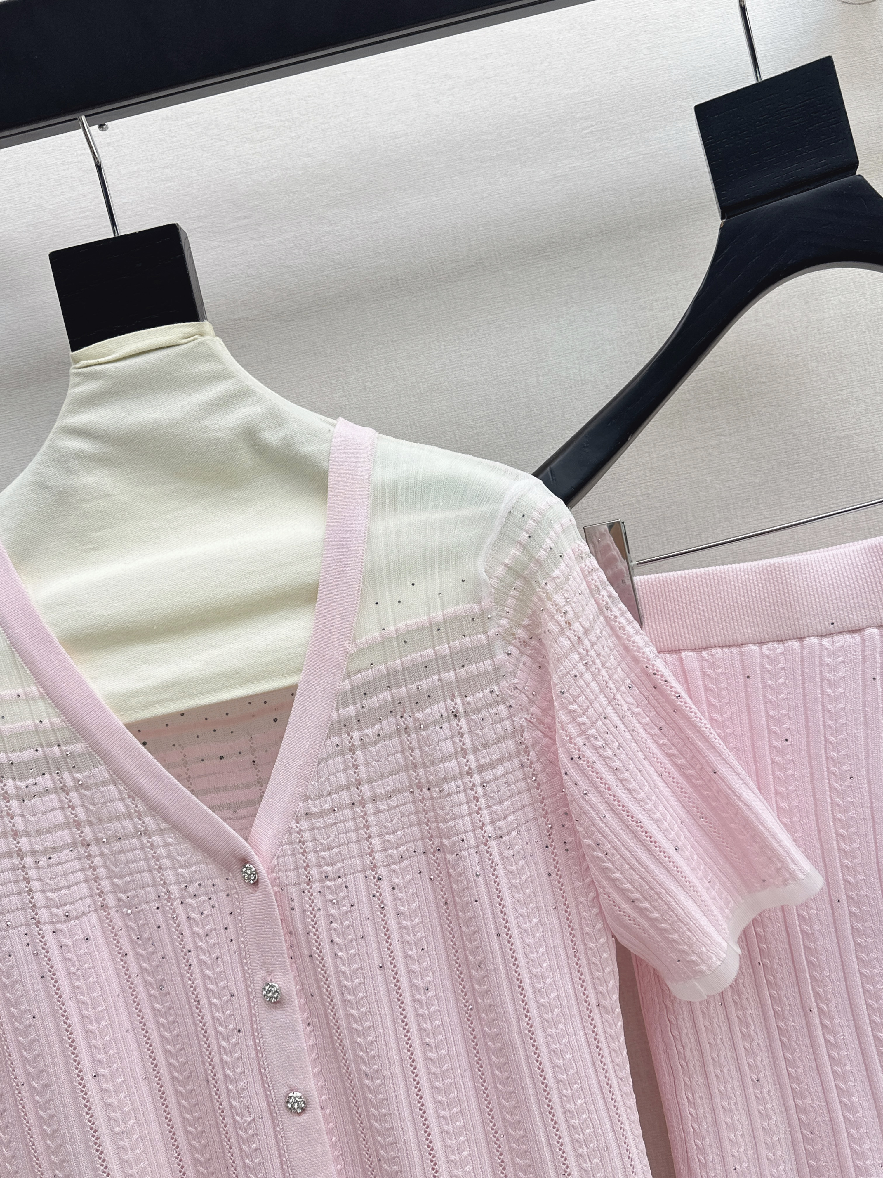 Chan 26ss knit cardigan skirt set